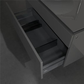 VILLEROY &amp; BOCH Legato závesná skrinka pod umývadlo na dosku (umývadlo v strede), 2 zásuvky, s LED osvetlením, 1000 x 500 x 550 mm, Glossy Grey, B572L0FP
