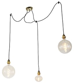 Závesná lampa zlatá 3-svetlá vrátane LED jantárovej stmievateľnej - Cava Luxe