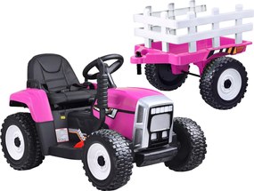 JOKOMISIADA Traktor s prívesom na akumulátor + diaľkové ovládanie  PA0242 ružový
