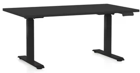 Výškovo nastaviteľný stôl OfficeTech D, 140 x 80 cm, čierna podnož, čierna