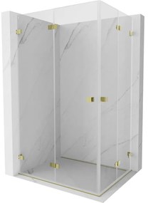 Mexen Lunar-F Duo, skladací sprchový kút 90 x 75 cm, 8mm číre sklo, zlatý profil, 836-090L-075P-50-00