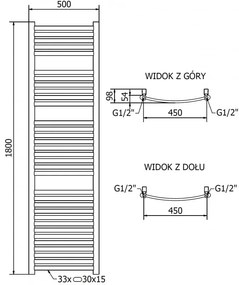 Mexen Helios, elektrické vykurovacie teleso 1800 x 500 mm, 900 W, zlatá lesklá, W103-1800-500-2900-50