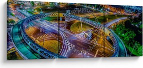 Obraz - panoráma nočného mesta (s hodinami) (90x30 cm)