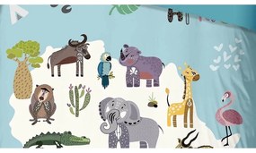 Modrá detská obliečka na jednolôžko/predĺžená 140x220 cm Wild Life – Good Morning