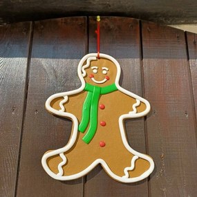 DECOLED Perníkový panáčik, priemer 26,5 x 31 cm, zelená šatka