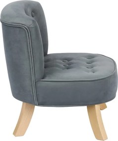 Detské kreslo velvet šedé 17 cm Drevo