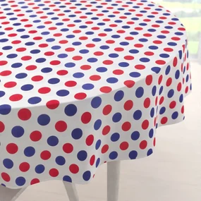 Biante Bavlnený okrúhly obrus Sandra SA-242 Červené a modré bodky Ø 130 cm