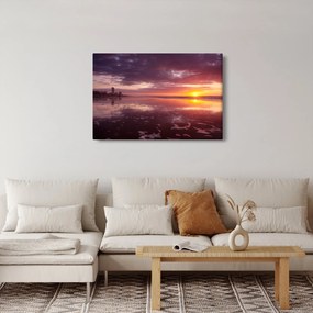 Obraz - Pláž pri západe slnka (90x60 cm)
