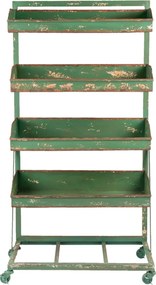 Zelený kovový regál s boxy na kolieskach Boxx - 71 * 40 * 133 cm