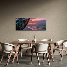 Obraz loďky na brehu (120x50 cm)
