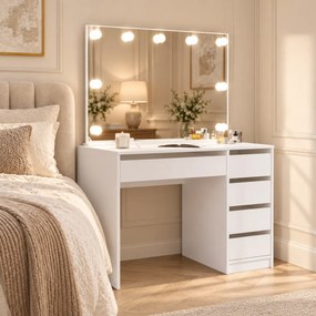 TOALETNÝ STOLÍK ANETT BIELY MATNÝ + ZRKADLO LED 110 cm