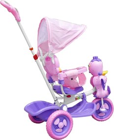Ramiz Detský trojkolesový bicykel Duck Bike Fialová + zvuky + strieška + zábrana + opierka nôh + rukoväť + úložný priestor