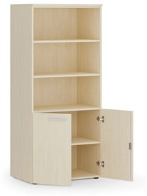 Kombinovaná kancelárska skriňa PRIMO WOOD, nízke dvere, 1781 x 800 x 500 mm, breza