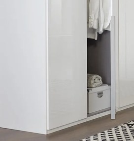 Šatníková skriňa New York D, 225 cm, biela/biely lesk
