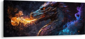 Obraz - Drak pľuvajúce plamene (120x50 cm)