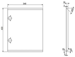 Mexen Mexen, Rýhované čelo pre korpus kúpeľňovej skrinky 35 x 43,5 cm, orech, 91A21-0350-470-1-86