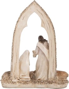 Béžová antik vianočné dekorácie betlehem - 18*7*22 cm