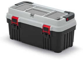 Kufor na náradie s kovovým držadlom 54 × 27,8 × 26,9 cm, organizéry, sivá