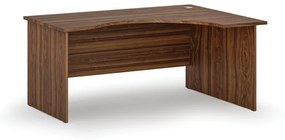 Ergonomický kancelársky pracovný stôl PRIMO WOOD, 1600 x 1200 mm, pravý, orech