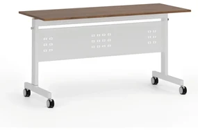 Mobilný stôl PRIMO MOBI, 1400 x 600 mm, biela podnož, orech