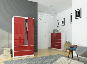 Skriňa S 90 cm 2D 2SZ CLP červená, lesk