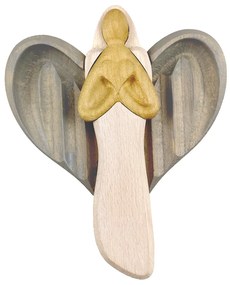 AMADEA Drevený anjel so srdcom, farebný, masívne drevo, 22x15x2 cm