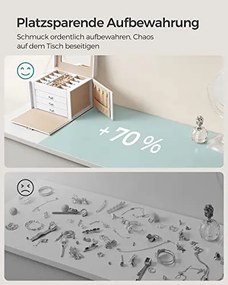 Šperkovnica, 4 zásuvky, 16,5x22,5x17,5cm, biela