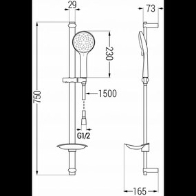 Mexen Sabre DB74 sprchová sada, čierna - 72104DB74-70