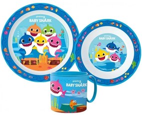 Sada plastového riadu Baby Shark s hrnčekom - 3 dielna súprava