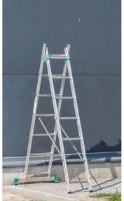 Hliníkový dvojdielny rebrík ALVE EUROSTYL s úpravou na schody, 2x7 priečok, dĺžka 3,14 m