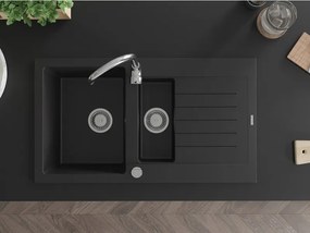 Mexen Matias - drez granitový 90,0x50,5cm, 1,5-komorový, čierna, 6502901505-77