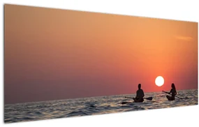 Obraz kanoistov pri západe slnka (120x50 cm)