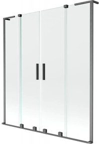 Mexen Velar L Duo, 2-krídlová posuvná vaňová zástena 140 x 150 cm, 8mm číre sklo, brúsený grafit, 896-140-003-02-66