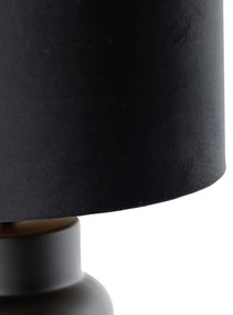 Dizajnová stolná lampa čierna s tienidlom z čierneho zamatu so zlatom 35 cm - Alisia