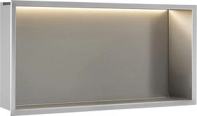 Rea Vstavaná kúpeľňová polica s LED osvetlením 60x30 cm, kartáčovaná oceľ