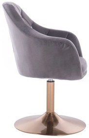 LuxuryForm DESIGN Kreslo ROMA VELUR na zlatom tanieri - tmavo šedé