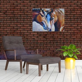 Sklenený obraz - Zamilované kone (70x50 cm)