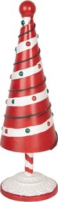 Bielo-červená kovová dekorácia vianočný stromček Christmas tree - Ø 12*36 cm