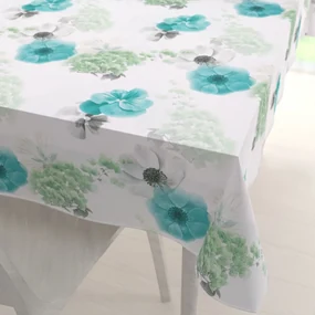 Biante Teflónový obdĺžnikový obrus TF-044 Tyrkysové ruže na bielom 100x140 cm