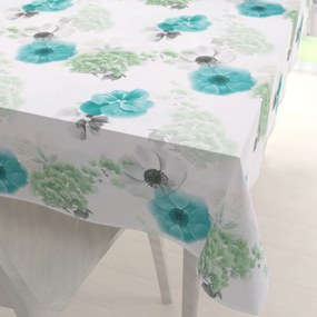 Biante Teflónový obdĺžnikový obrus TF-044 Tyrkysové ruže na bielom 100x140 cm