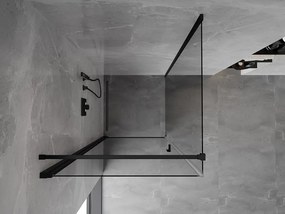 Mexen Mist-B, 1-krídlový výklopný sprchový kút 90 x 90 cm, číre sklo, čierny profil, 8A2T-090-090-70-00
