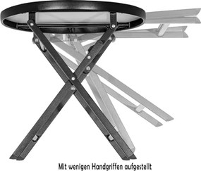 Odkladací stolík so sklenenou doskou, sivý mramor, Ø 45 cm