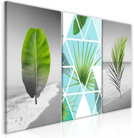 Artgeist Obraz - Leaves on the Beach (3 Parts) Veľkosť: 120x60, Verzia: Premium Print