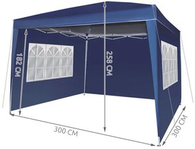 Malatec Záhradné párty stan, altánok, 3x3m + 4 bočné steny, modrý, 7903