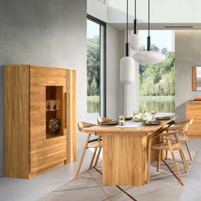 Vitrína London 15 98 cm z masivu s LED osvětlením dub přírodní