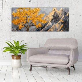 Obraz – Zlatý strom v horách (120x50 cm)