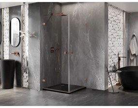 Mexen Lunar-B Duo výklopný sprchový kút 95 x 95 cm, číre sklo, medená matná, 832-095L-095P-65-00