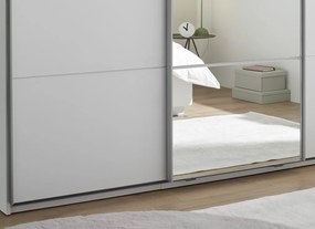 Šatníková skriňa so zrkadlom Carano, 215 cm, biela