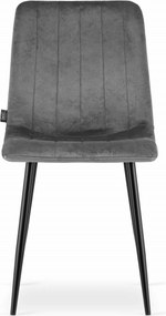 AKCIA Sivá zamatová stolička LAVA s čiernymi nohami II. akosť