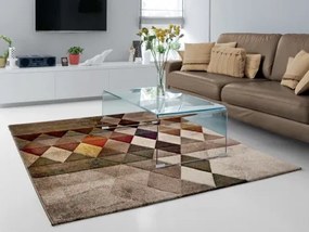 Koberec Belis 80x150 cm, béžový s farebnými kosoštvorcami%